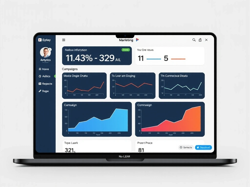 Digital marketing dashboard showing analytics and campaign performance