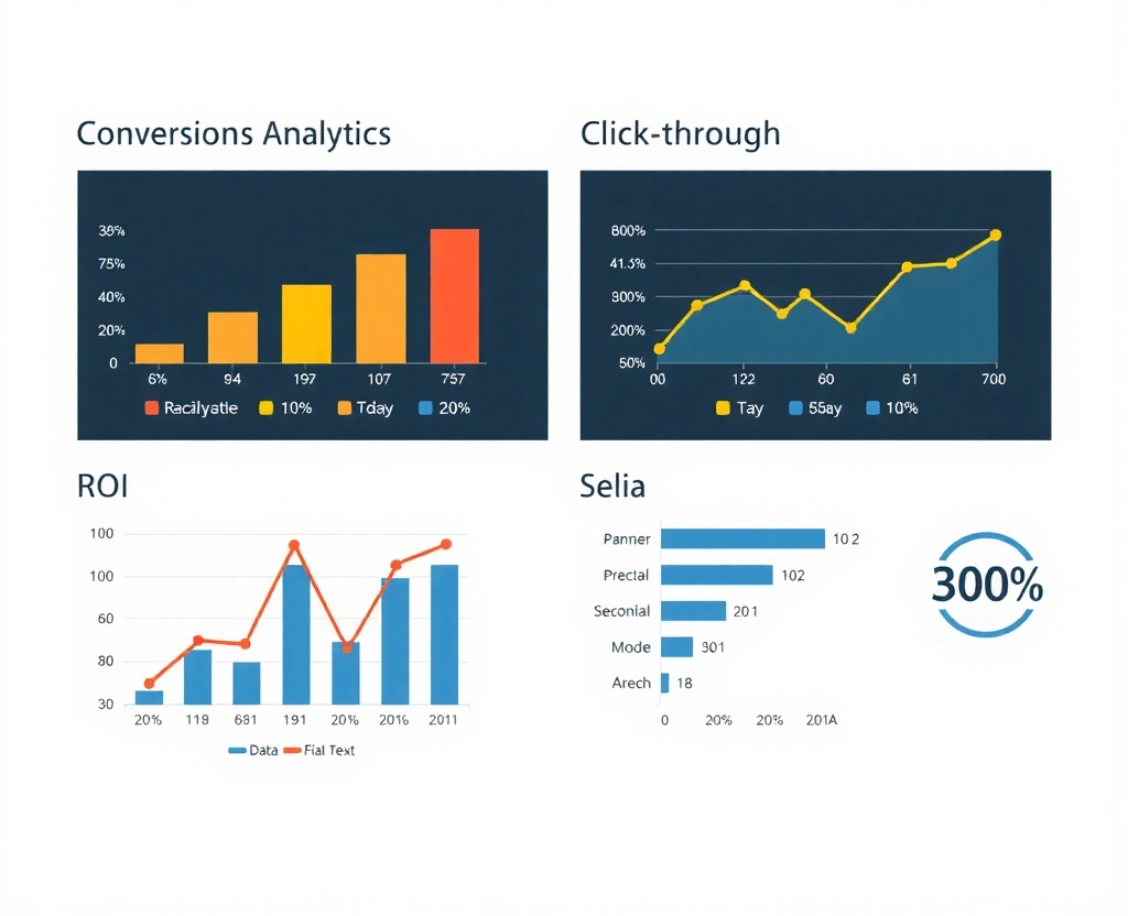 Marketing analytics dashboard showing detailed performance metrics and ROI data